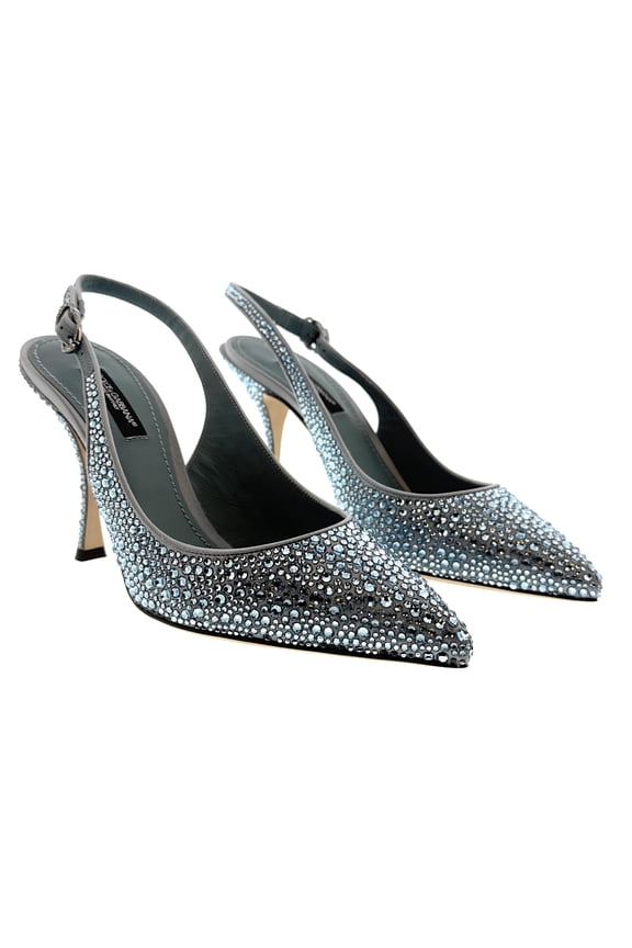 Blue Crystal Embellished Slingback Pumps-EU35.5 for womens