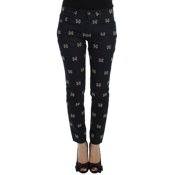 Dolce Gabbana Blue Key Embroidered Slim Fit KATE Jeans