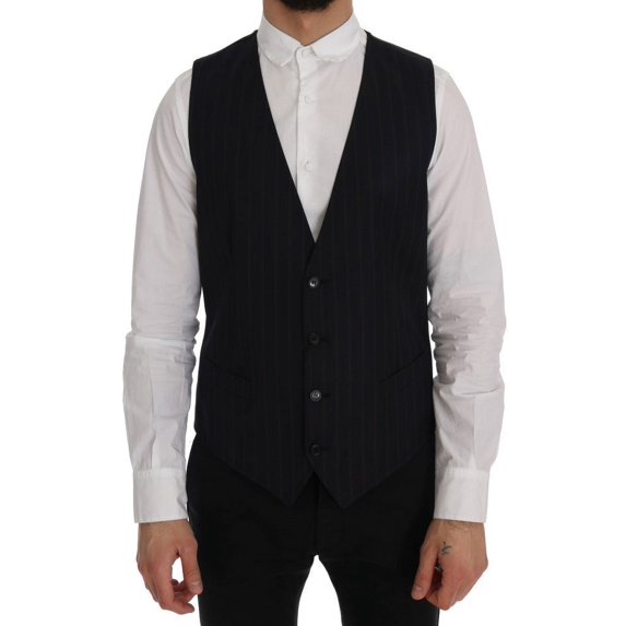 Dolce & Gabbana Blue Wool Stretch Vest