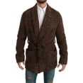 thumbnail image 1 of Dolce & Gabbana Brown Checkered Wool Robe Coat  Wrap Jacket, 1 of 5