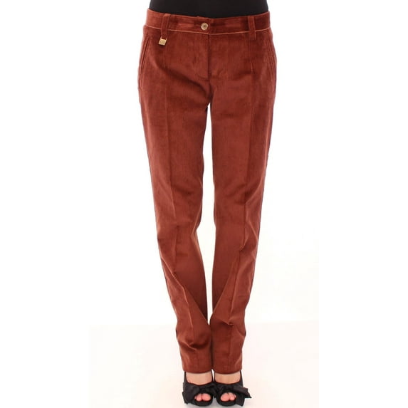 Dolce & Gabbana Brown Corduroys Straight Logo Casual Pants