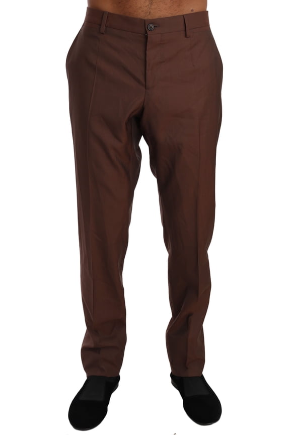 Brown Wool Silk Formal Trousers Pants