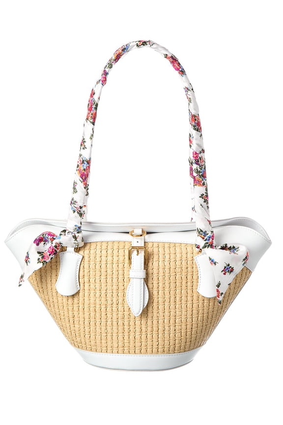 Capri Raffia & Leather Shoulder Bag