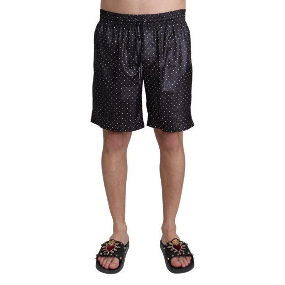 Dolce  Gabbana Chic Black Polka Dot Men's Swim Trunks