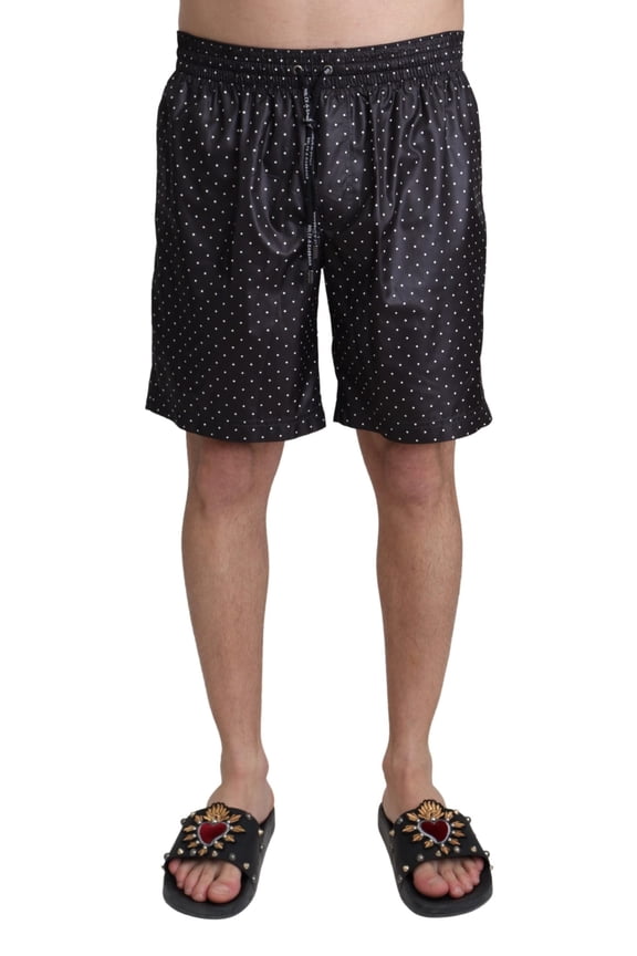 Dolce Gabbana Chic Black Polka Dot Men's Swim Trunks