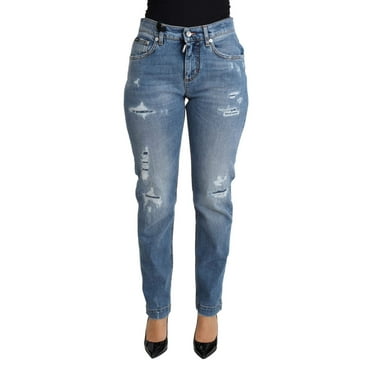 Dolce  Gabbana Chic High-Waisted Tattered Skinny Jeans