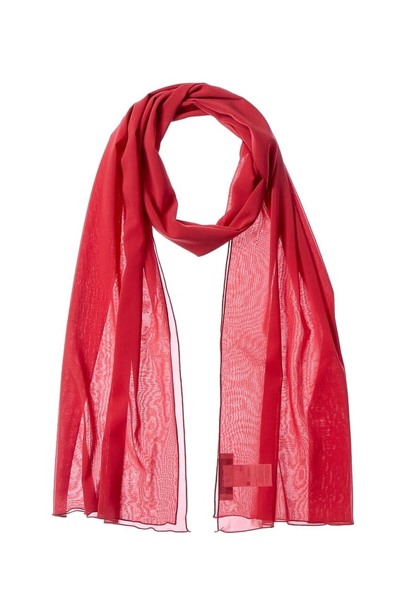 Chiffon Silk-Blend Scarf, Red