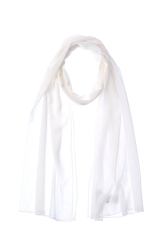 Chiffon Silk-Blend Scarf, White
