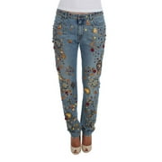 Dolce Gabbana Crystal Roses Heart Embellished Jeans