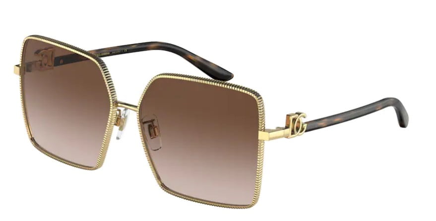 Dolce & Gabbana DG 2279 Metal Womens Square Sunglasses Gold 60mm Adult