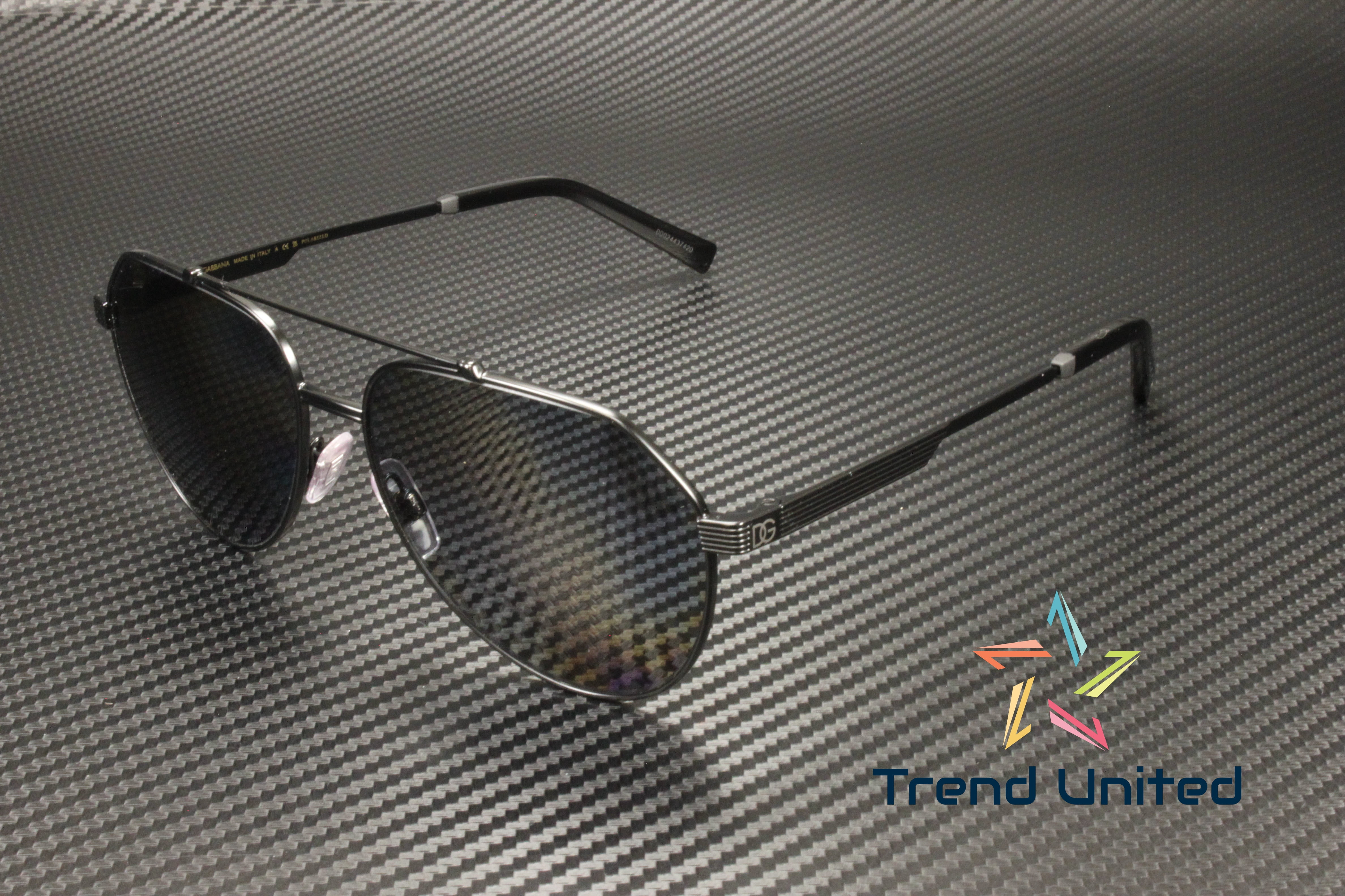 Dolce & Gabbana DG 2288 Metal Unisex Aviator Polarized  New Dolce & Gabbana Sunglasses Polarized Black Aviator Pilot Silver Metal main image 0