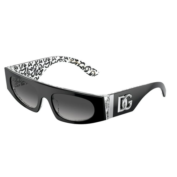 Dolce & Gabbana DG 4411 Plastic Womens Rectangle Sunglasses Black on D&G Graffiti 54mm Adult