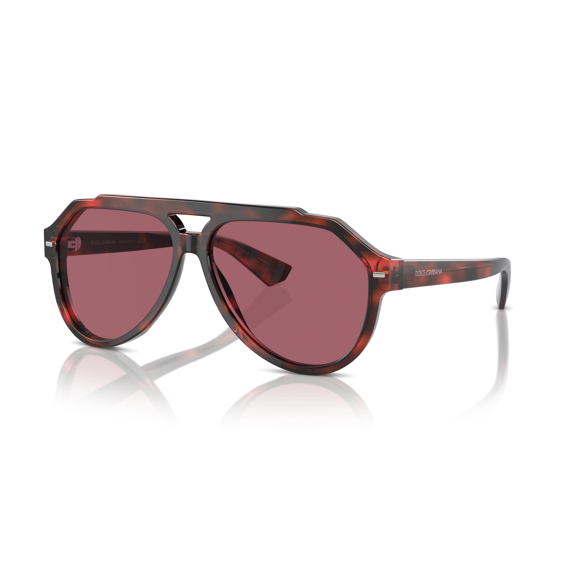 Dolce Gabbana DG 4452 Acetate Mens Aviator Sunglasses Red Havana