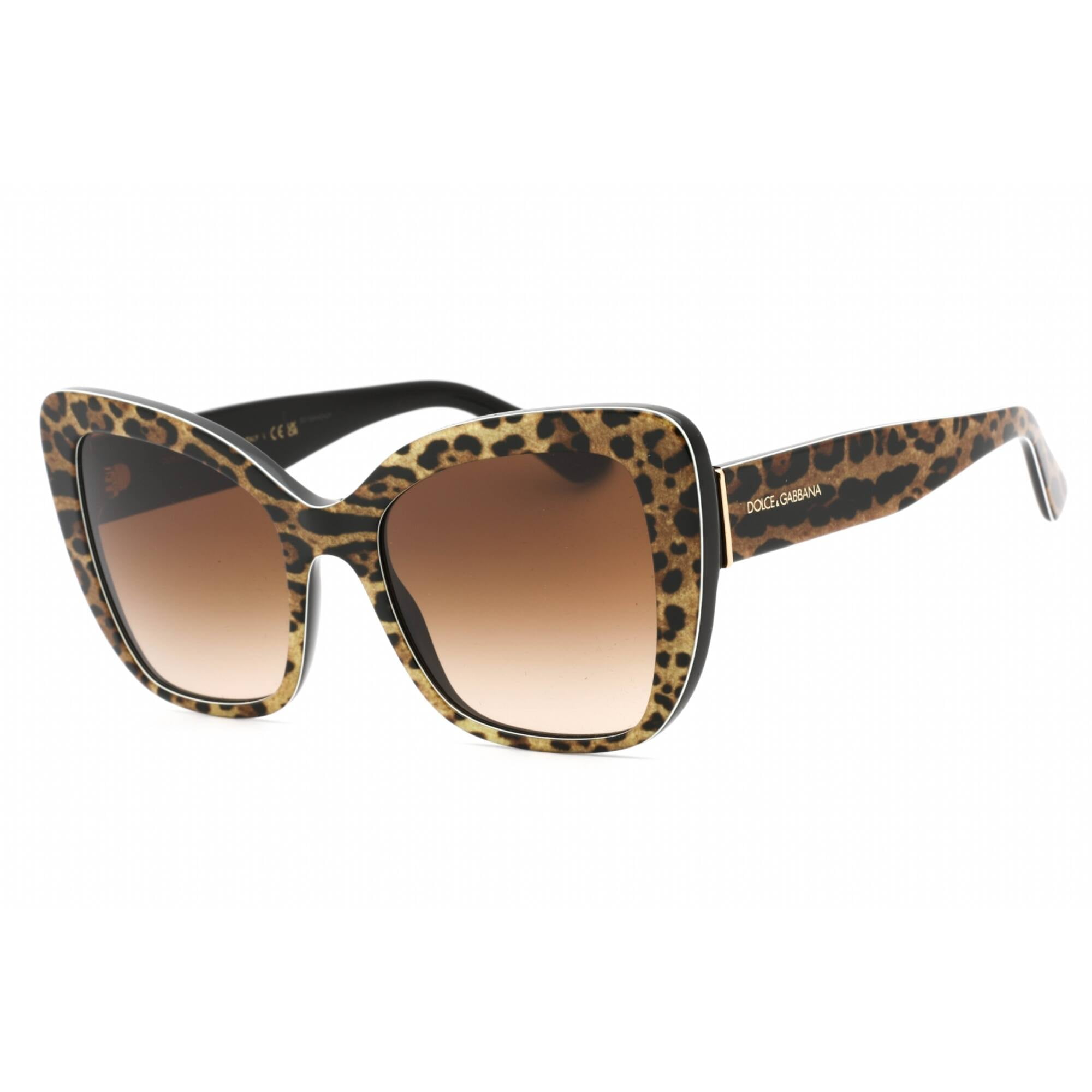 DOLCE & GABBANA DG 4348 Plastic Womens Butterfly Sunglasses Leo Brown On Black 54mm Adult