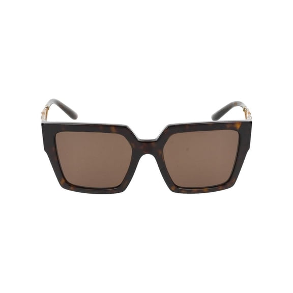 Dolce & Gabbana Women's Tortoiseshell Square Frame Sunglasses With Gold Accents Brown