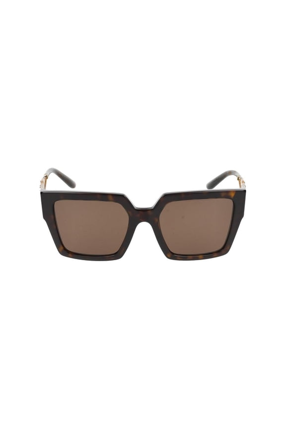 Women's Tortoiseshell Square Frame Sunglasses With Gold Accents Brown
