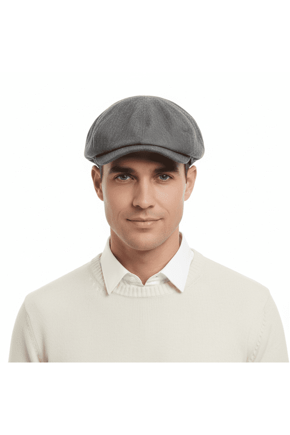 Dark Grey Light Linen Flat Cap-58 for mens