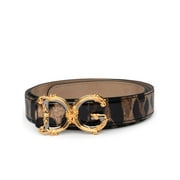 Dolce & Gabbana Donna Dg Girls Two-Tone Glossy Calf Leather Belt