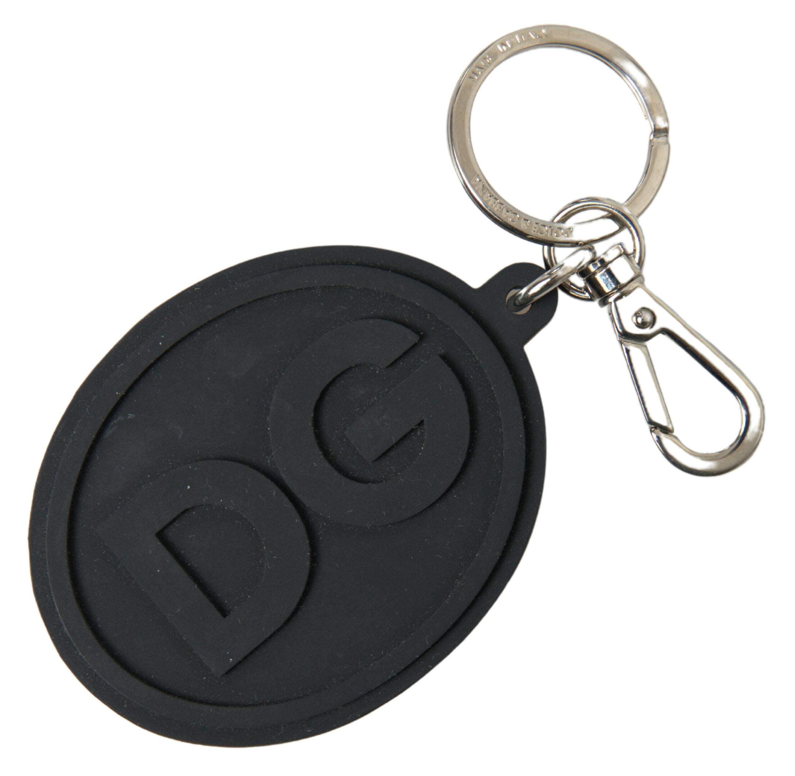 Dolce & Gabbana Red Logo Polyester Silver Brass Holder Keychain Men Keyring