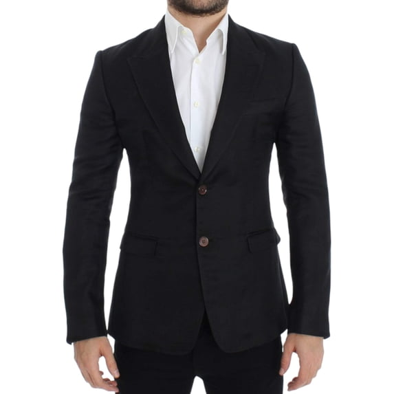 Dolce Gabbana Elegant Black Silk Blend Two-Button Blazer