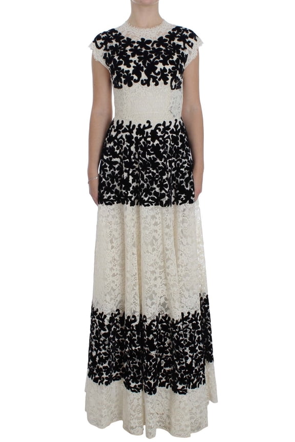 Dolce  Gabbana Floral Lace Ricamo Long Ball Maxi Dress