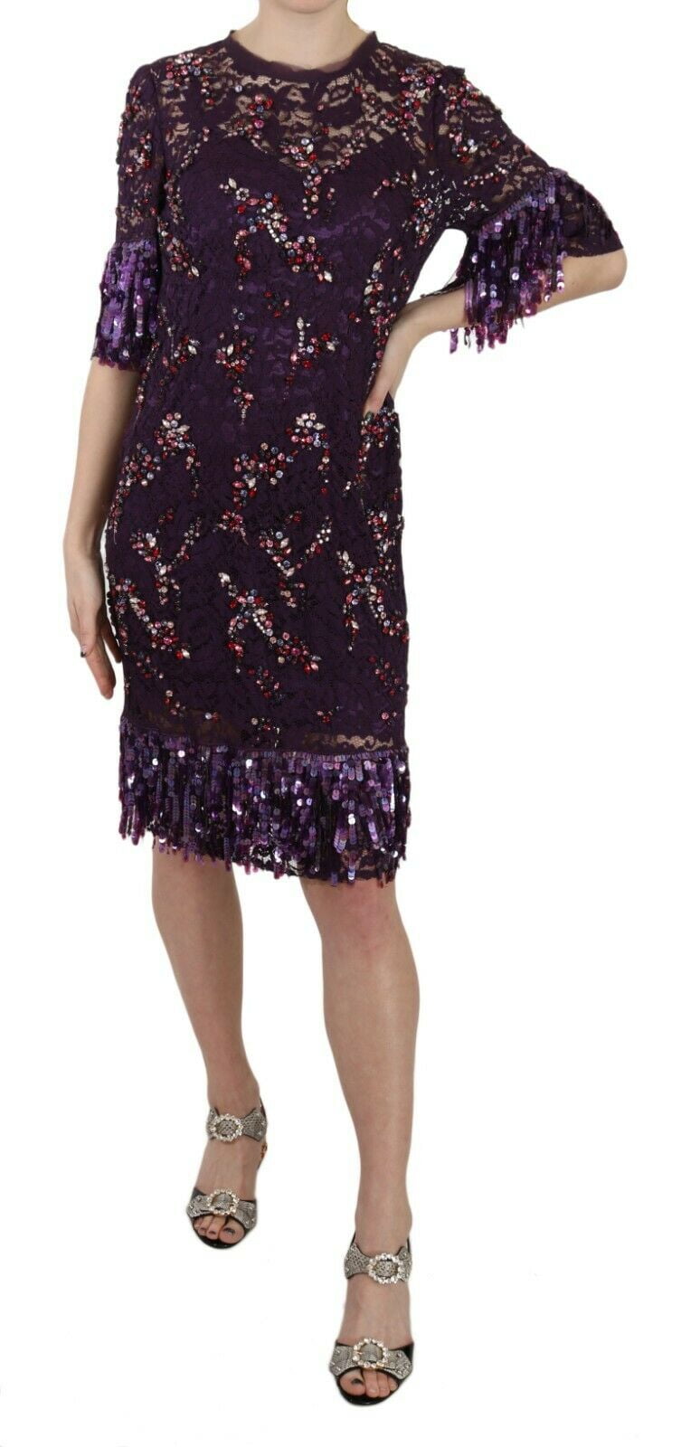dolce and gabbana purple floral dress Dolce & Gabbana Dress With Floral Motif in Purple
