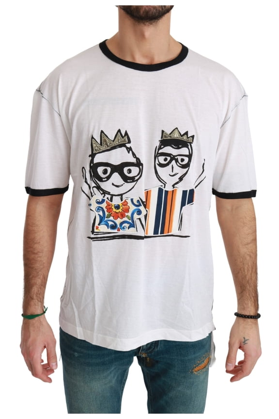 Dolce Gabbana Elegant White Silk-Blend Men's T-Shirt
