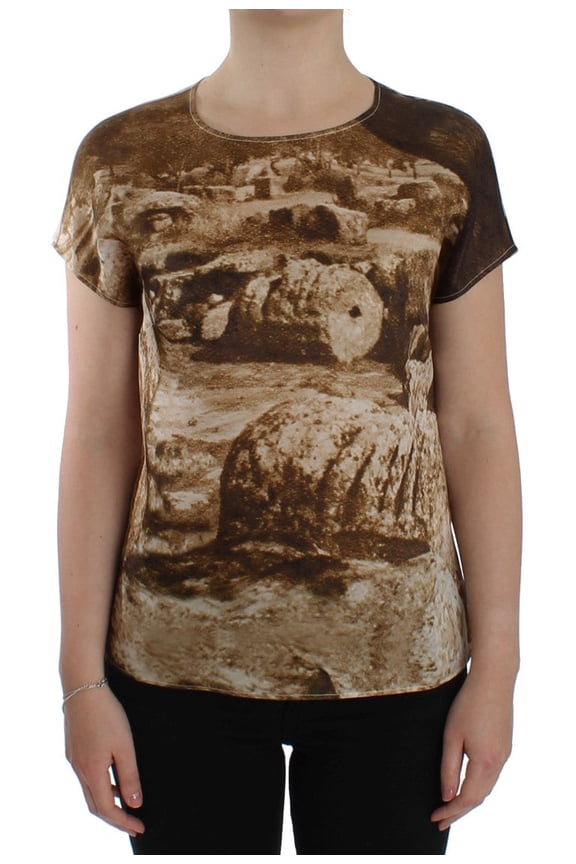 Dolce Gabbana Enchanted Sicily Taormina Print Silk Blouse