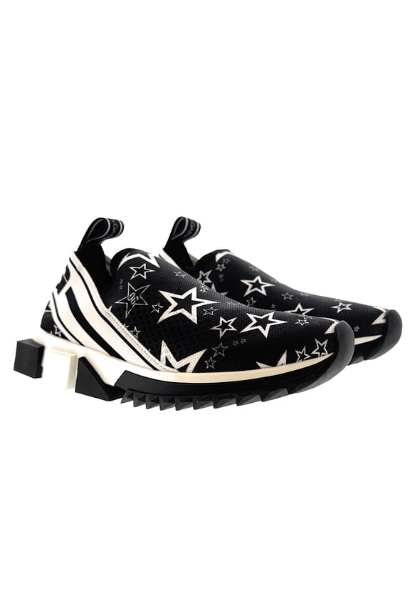 Fancy Black StarKnit Slip On Sneakers-EU36 for womens