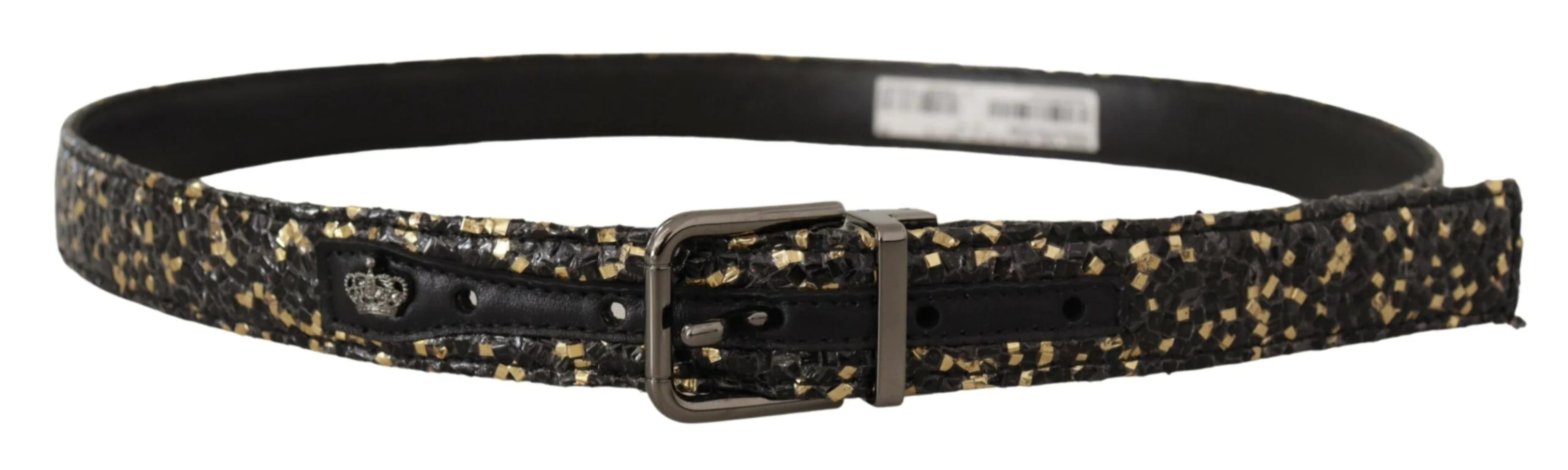 Dolce & Gabbana Blue Leather Perforated Metal Buckle Belt