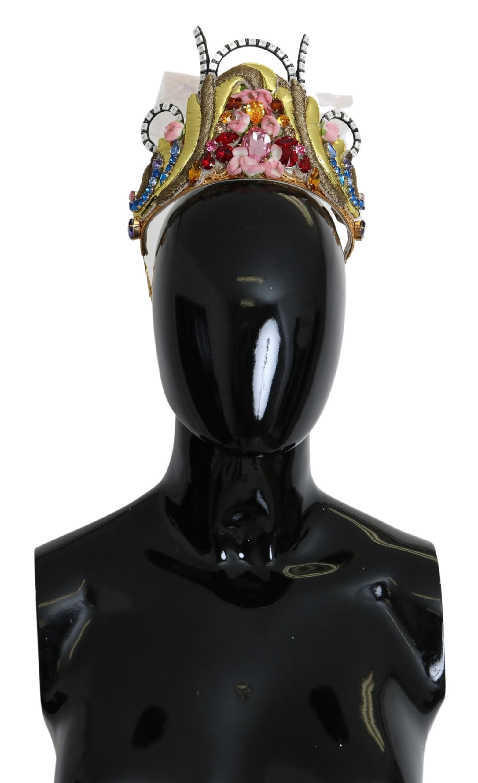 Dolce & Gabbana Diadem Headband Tiara White Rose Crystal Hair Women\'s Gold Dolce & Gabbana Black Lemons Sicily Purple Crystal Net  main image 2