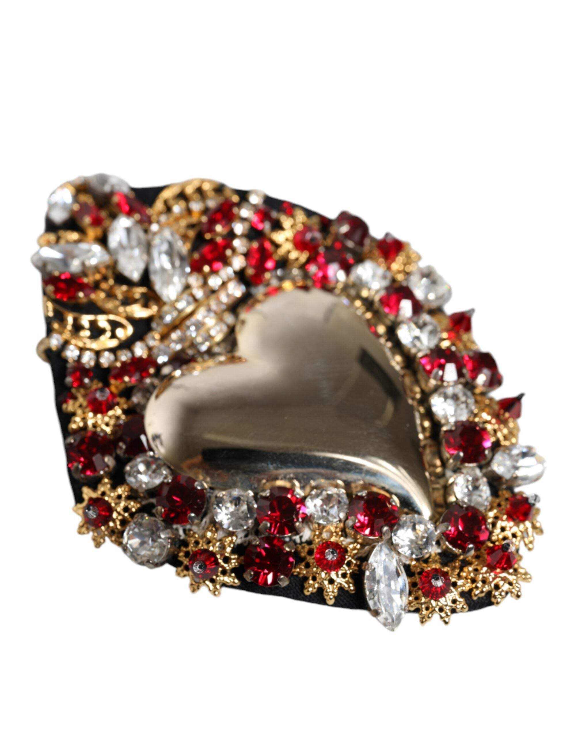 Dolce & Gabbana Gold Brass Red Fur Crystal Waist Torero Belt