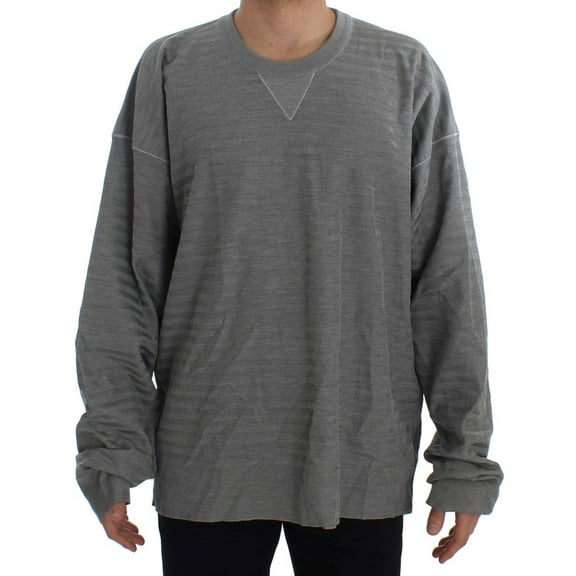 Dolce & Gabbana Gray Crewneck Pullover Silk Sweater