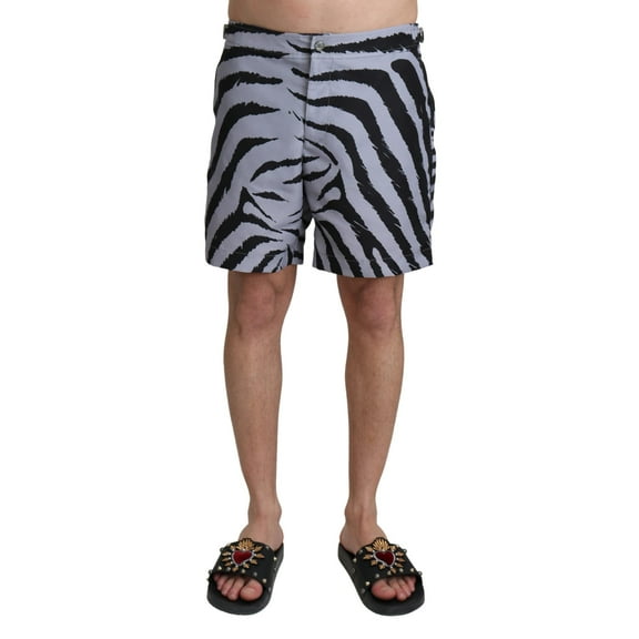 Dolce & Gabbana Gray Zebra Print Beachwear Shorts