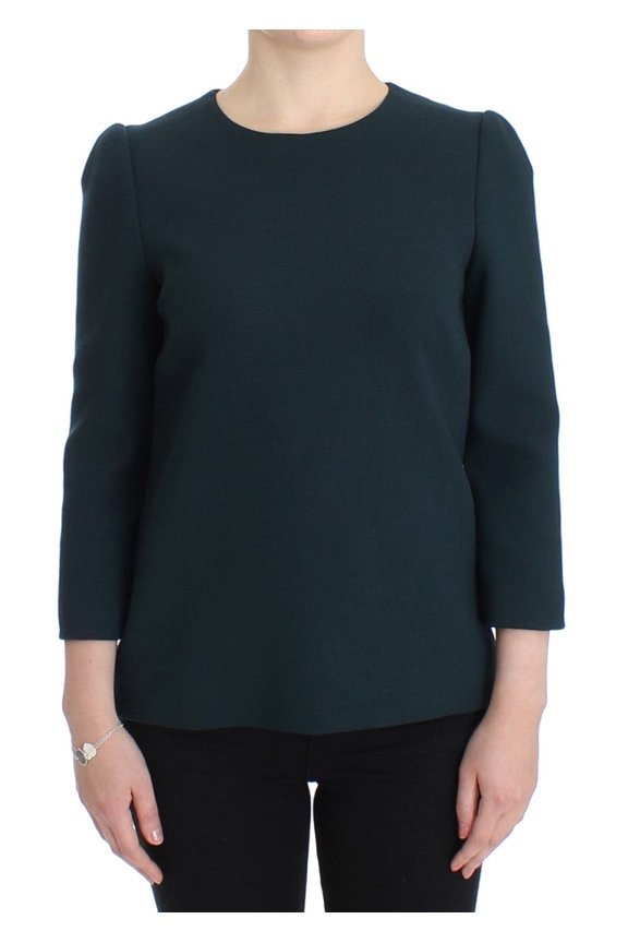 Dolce Gabbana Green 3/4 sleeve wool blouse