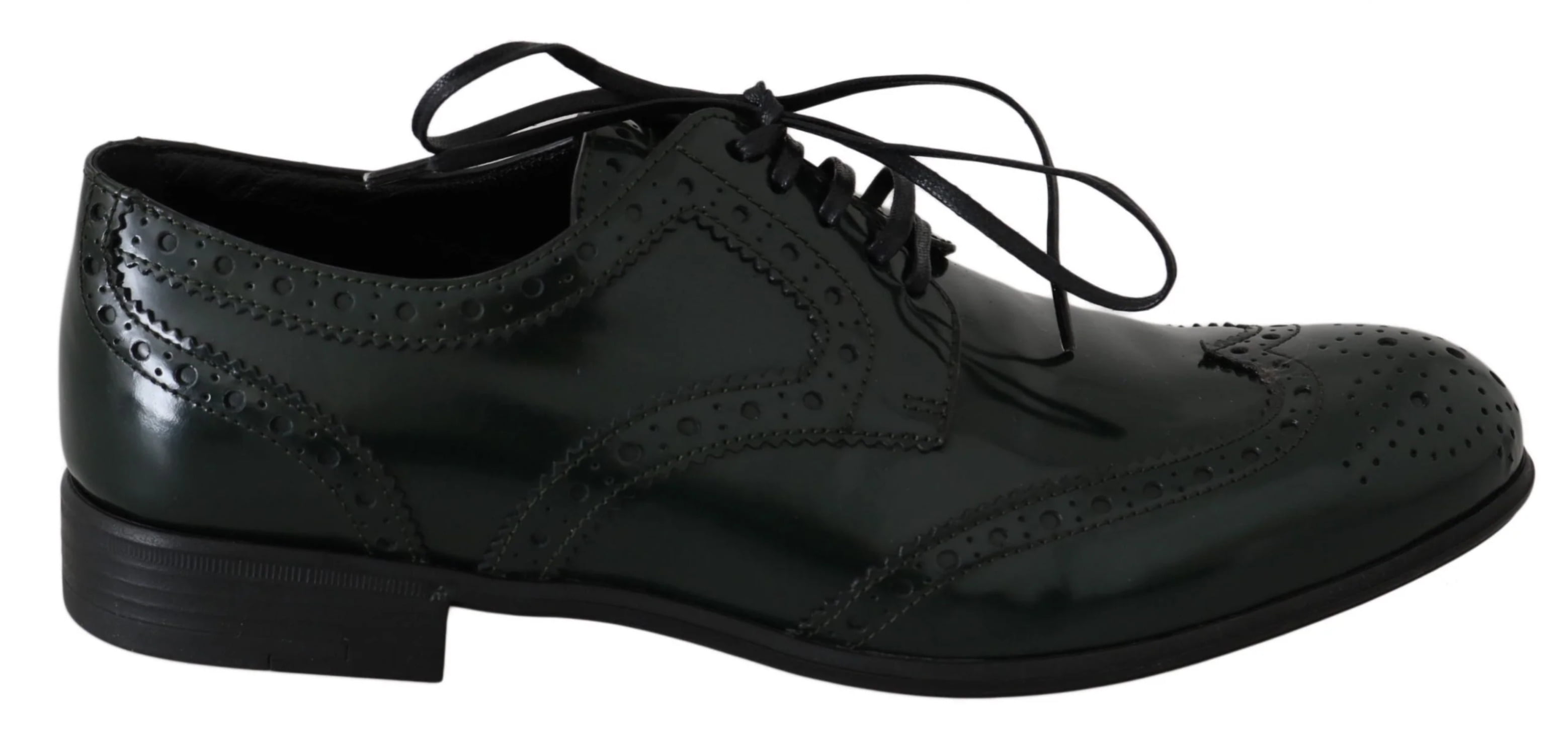 Dolce & Gabbana Black Leather Oxford Wingtip Formal Men Shoes