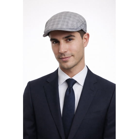 Dolce & Gabbana Grey Fine Plaid Flat Cap-58 for mens