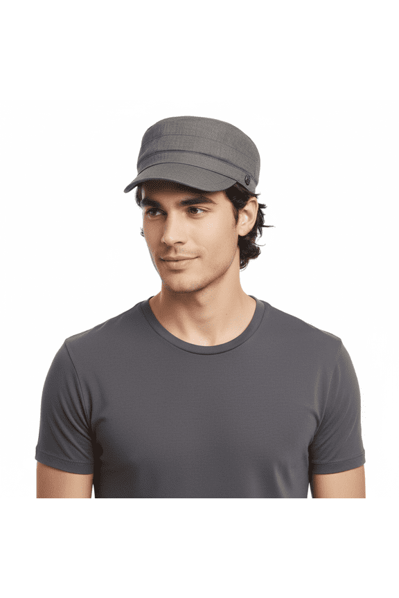 Grey Solid Signature Stylish Military Inspired  Cap for womens