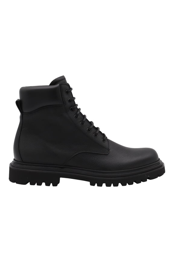 High-Top Lace-Up Boots With Rugged Sole Black (Men's)