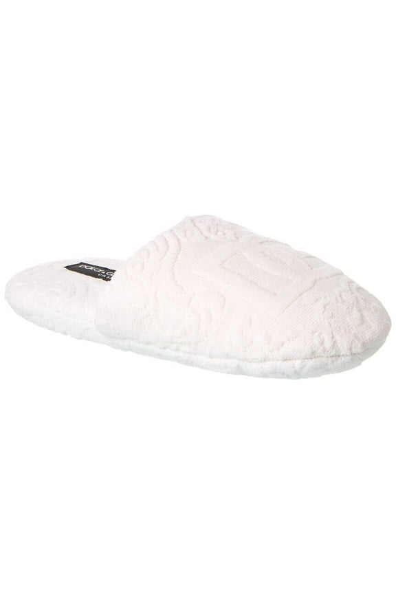 Jacquard Terry Slippers, L, White