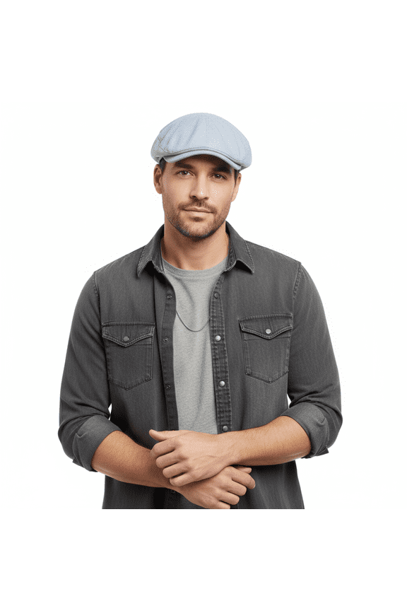 Light Blue  Solid Signature Classic Flat Cap-58 for womens