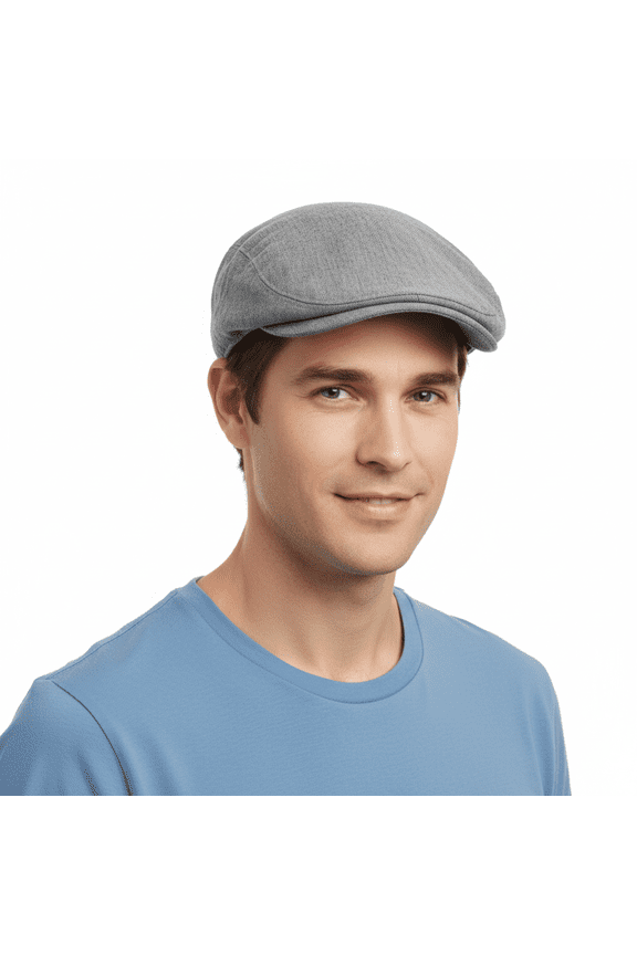 Light Grey Light Linen Flat Cap-58 for mens