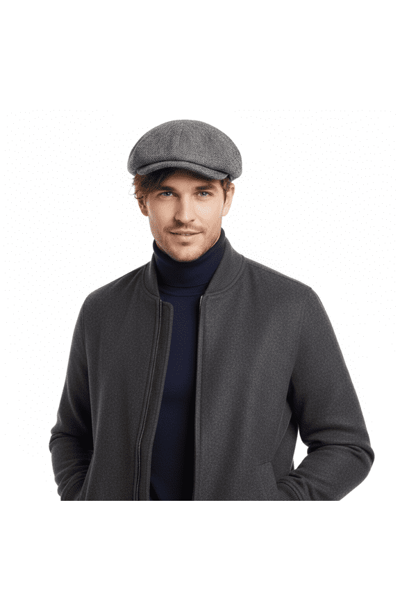 Light Grey  Linen Textured Vintage Flat Cap-58 for mens