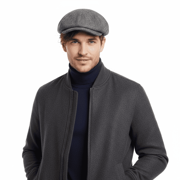 Dolce & Gabbana Light Grey Linen Textured Vintage Flat Cap-58 for mens