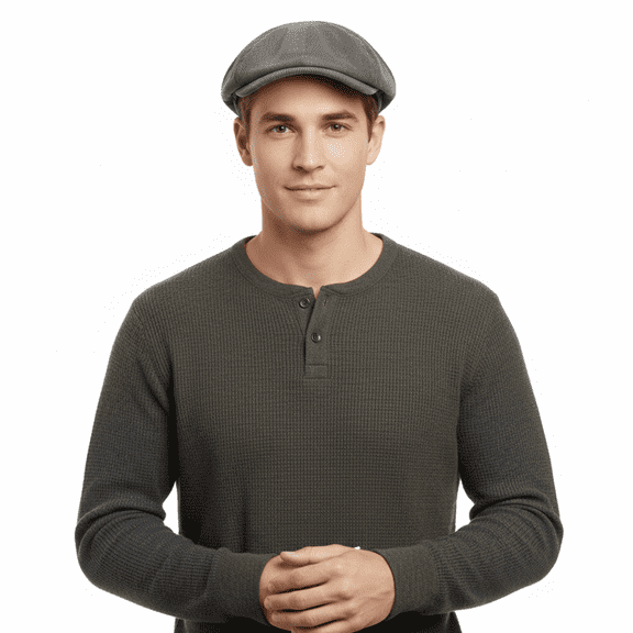 Dolce & Gabbana Light Grey Vintage Print  Linen Blend Flat Cap-58 for mens