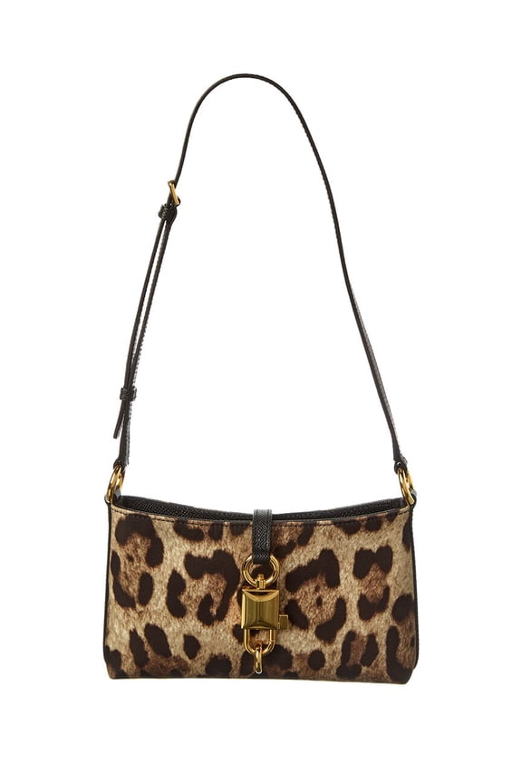Lock Canvas & Leather Shoulder Bag, Brown