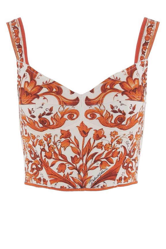 Majolica Print Stretch Silk Bustier (Women's)