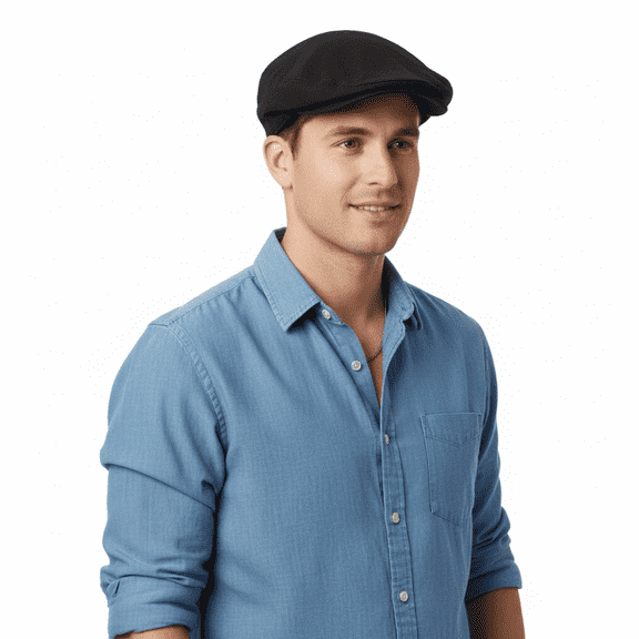 Dolce & Gabbana Men’s Black Textured Linen Flat Cap –  Luxury Headwear-Adult M for mens