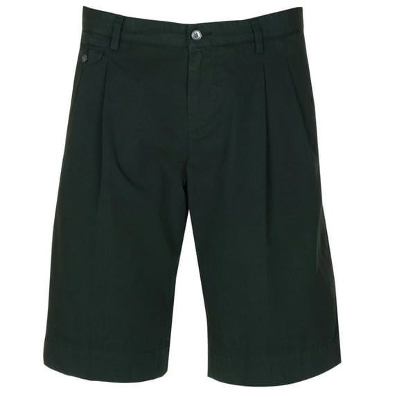 Dolce Gabbana Men's Dark Green Cotton Pleated Front Shorts