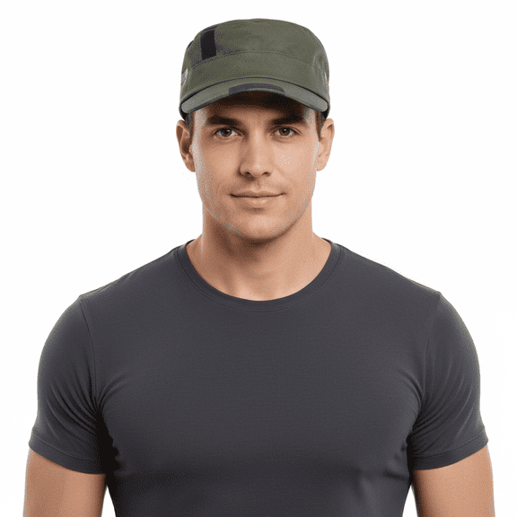 Dolce & Gabbana Men's Military-Style Green Cap with Black Accents-57 for mens